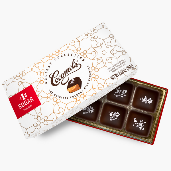 Holiday Collection Chocolate Covered Caramels <1g Sugar Gift Box 4oz