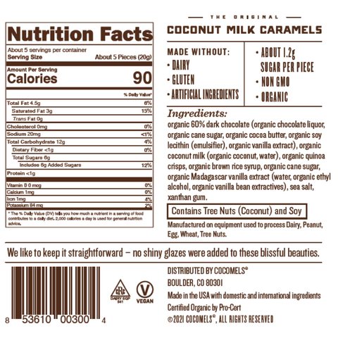 coconut milk caramel nutrition facts