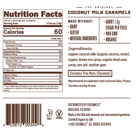 cocomels original nutrition facts